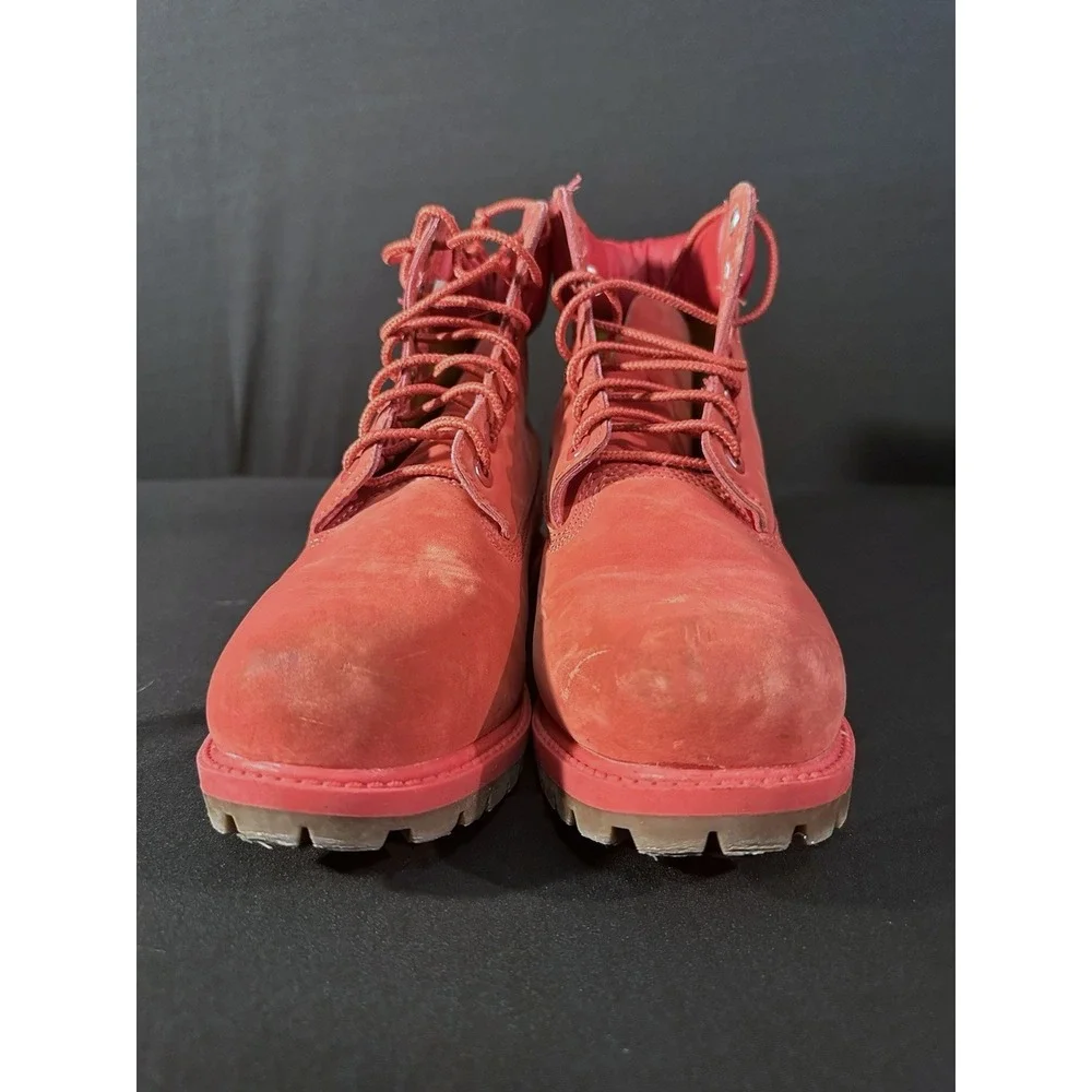 Timberland Juniors Red Nubuck Boots Size 6 Classic‎ Lace Up Waterproof Outdoor